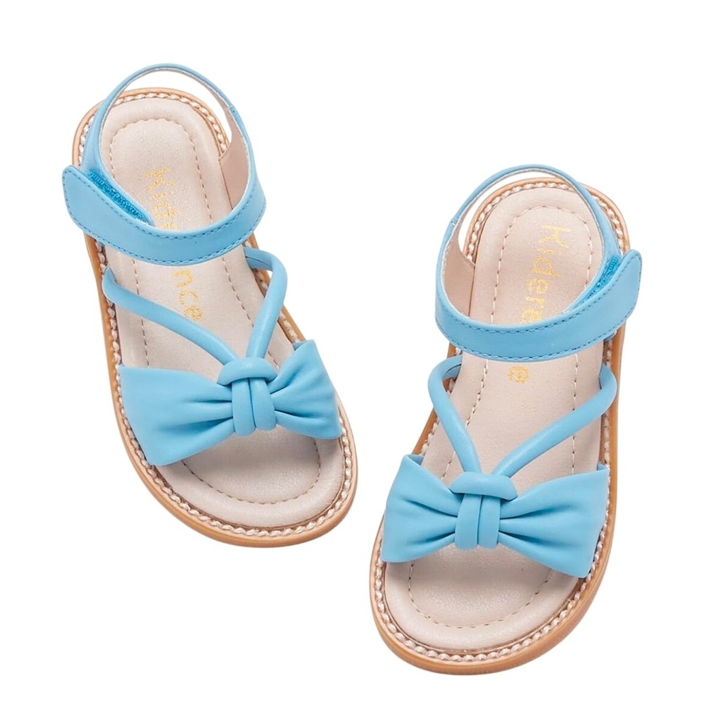 Kiderence Sandals Kids 8M Blue Strappy Bow Hook Loop CK930